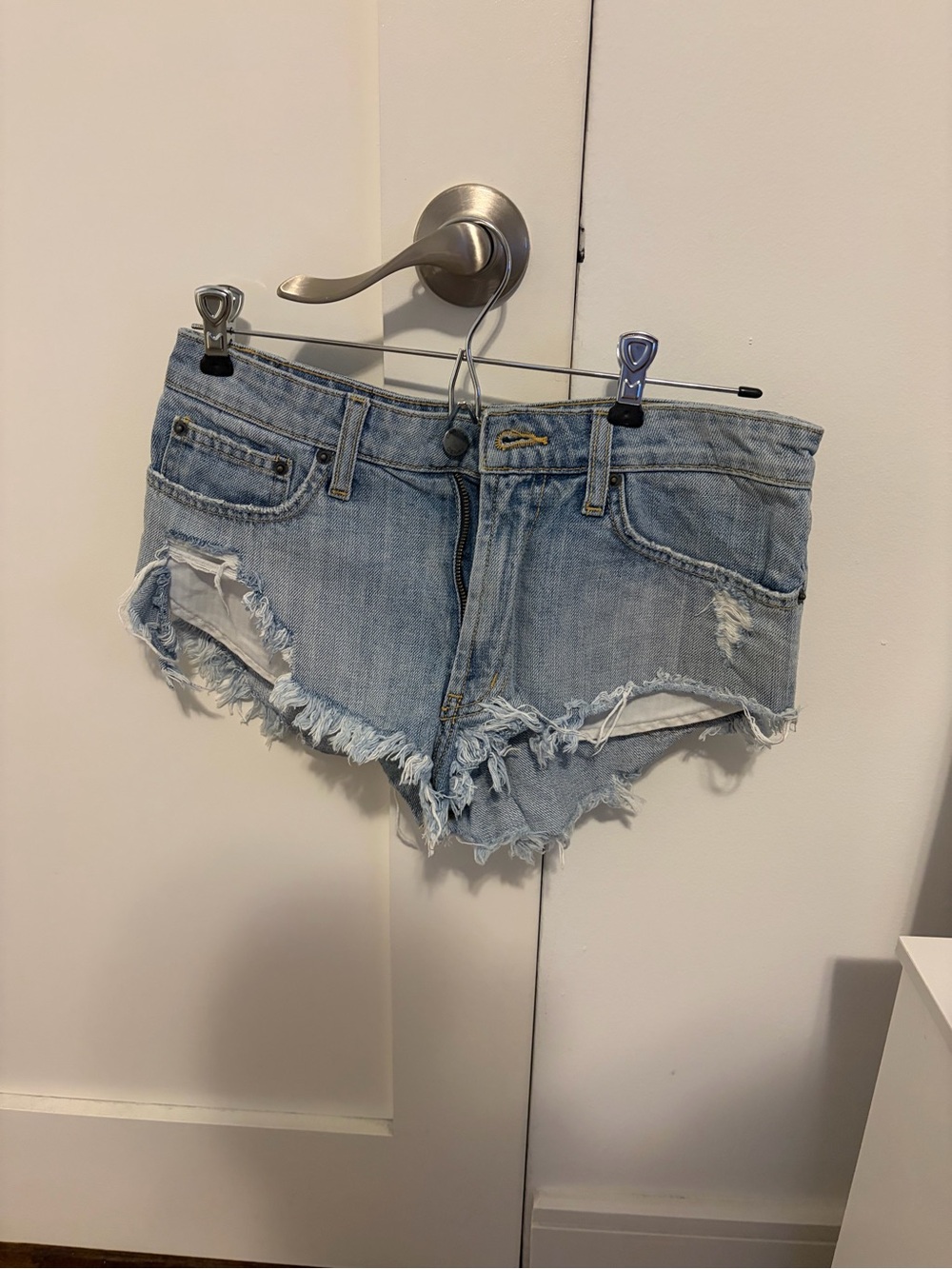 Light Blue Distressed Denim Shorts